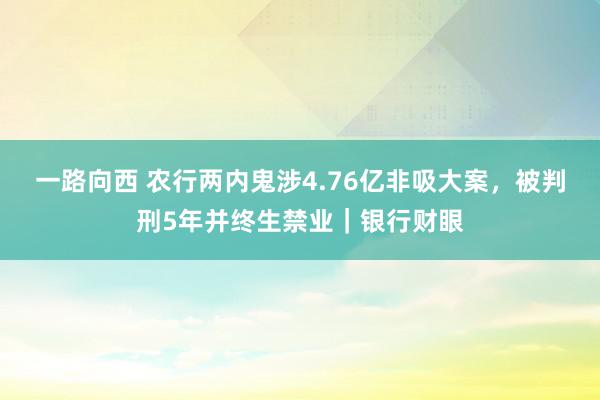 一路向西 农行两内鬼涉4.76亿非吸大案，被判刑5年并终生禁业｜银行财眼