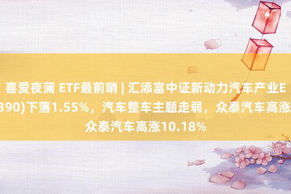 喜爱夜蒲 ETF最前哨 | 汇添富中证新动力汽车产业ETF(516390)下落1.55%，汽车整车主题走弱，众泰汽车高涨10.18%