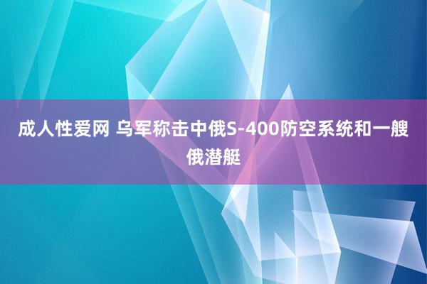 成人性爱网 乌军称击中俄S-400防空系统和一艘俄潜艇