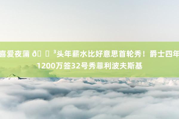 喜爱夜蒲 😳头年薪水比好意思首轮秀！爵士四年1200万签32号秀菲利波夫斯基