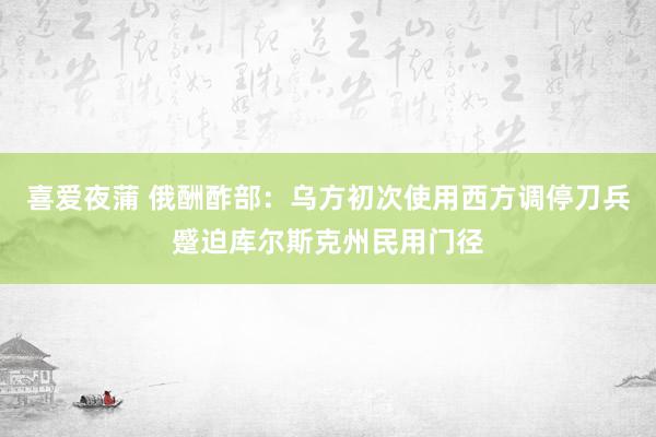 喜爱夜蒲 俄酬酢部：乌方初次使用西方调停刀兵蹙迫库尔斯克州民用门径