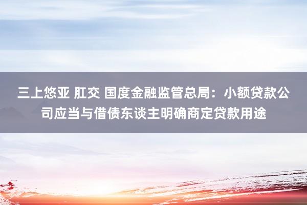 三上悠亚 肛交 国度金融监管总局：小额贷款公司应当与借债东谈主明确商定贷款用途